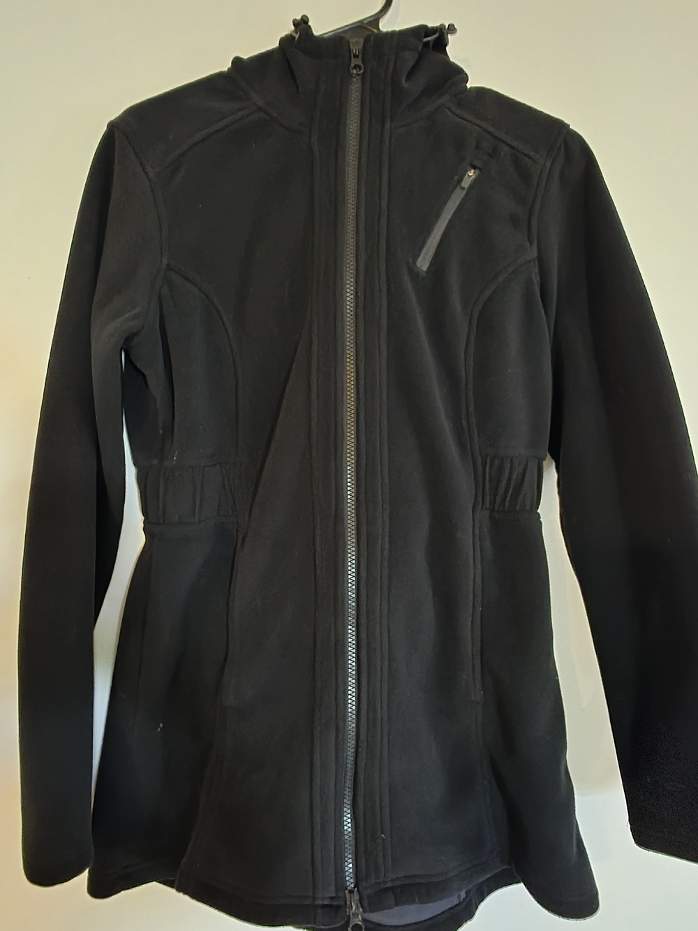 Athleta Black Hooded Fleece Zip Jacket Sz M